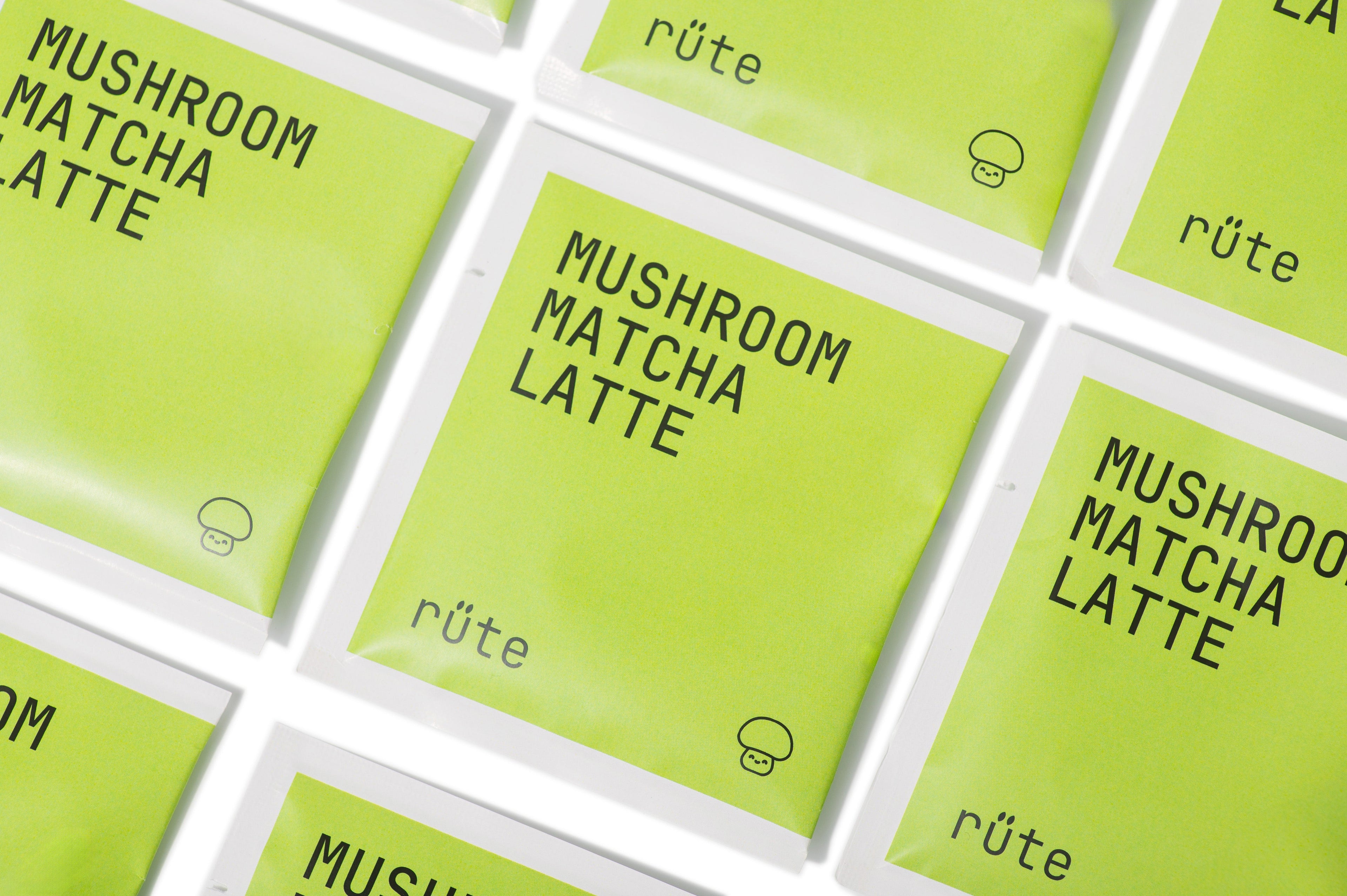 Mushroom Matcha Latte in sachets