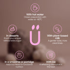 Instructions for using a product with various applications on a brown background